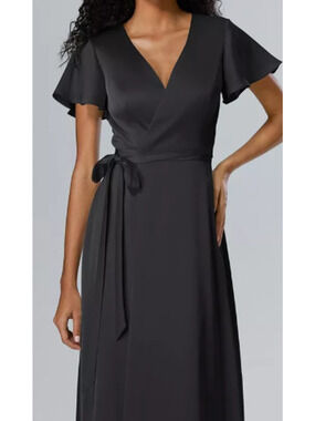 AW BRIDAL SZ 2 XS black Roseanne wrap wedding formal party maxi dress 0B8